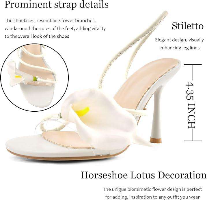 Flower High Heels for Women Calla Lily Open Toe Floral Stilettos Heels Sexy Strappy Heeled Sandals Wedding Birthday Dressy