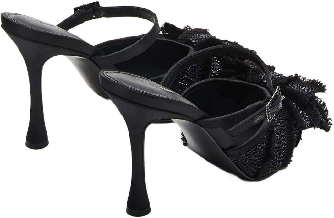 Mesh Kitten Heels for Women Slip On Pointed Closed Toe Mules Heeled Sandals Cute Pumps Dress Party