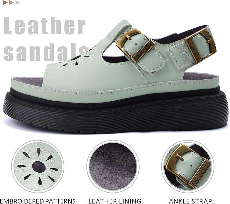 Women's Floral Brown Platform Sandals Adjustable Buckle with Non-Slip Sole T-Strap Comfort Open Toe Slip On Summer Beach Sandals