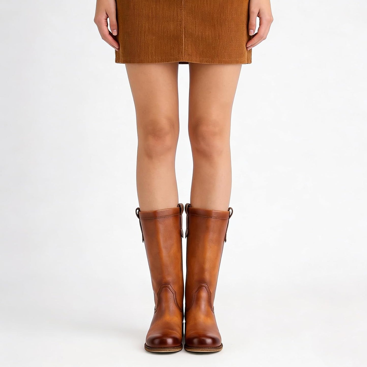 Women's Mid Calf Riding Boots with Chunky Heel, Pull On Classic Boots, Comfortable Round Toe Casual Dress Boots for Daily Party Dating Commuting