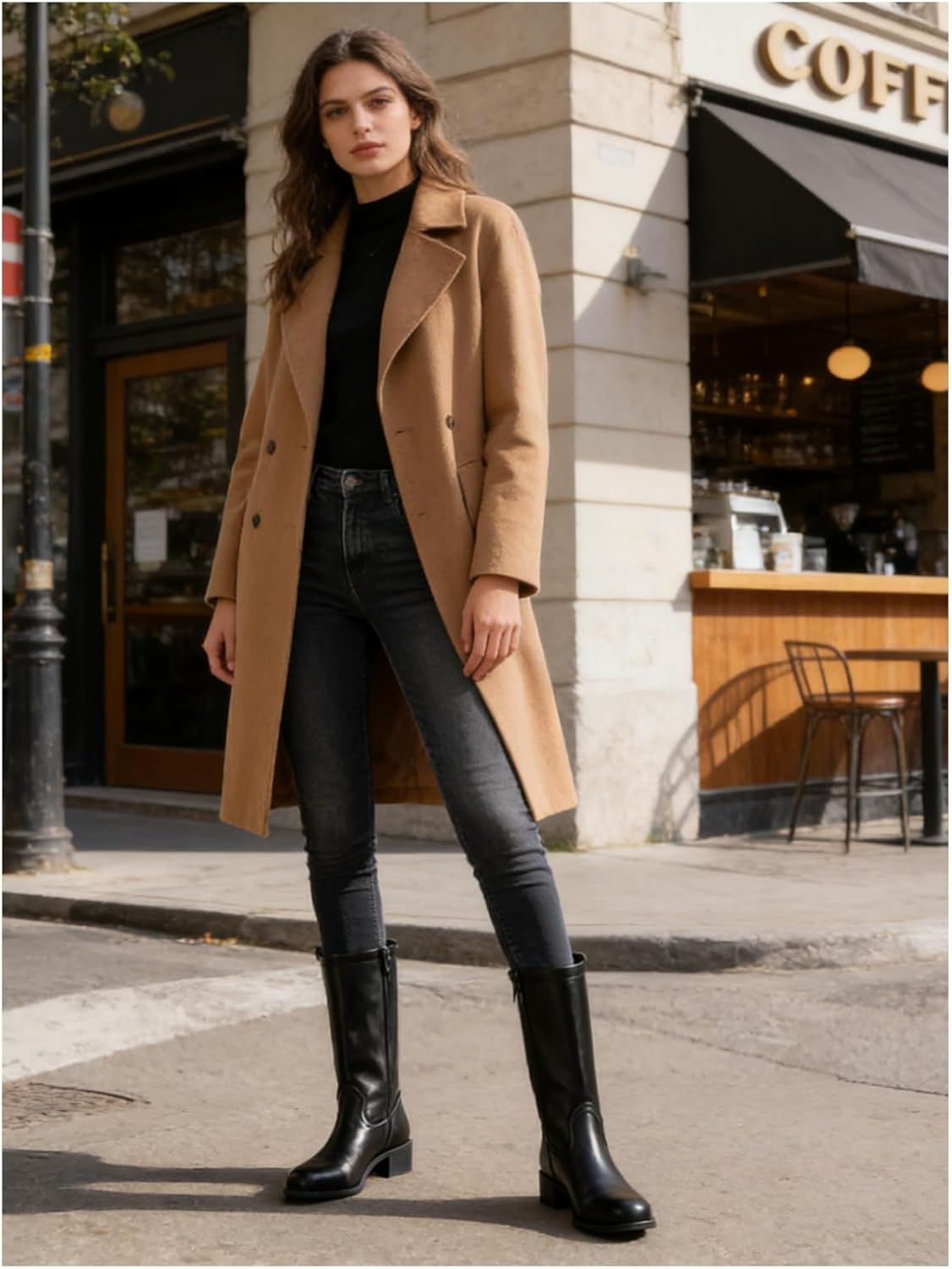 Women's Mid Calf Riding Boots with Chunky Heel, Pull On Classic Boots, Comfortable Round Toe Casual Dress Boots for Daily Party Dating Commuting 