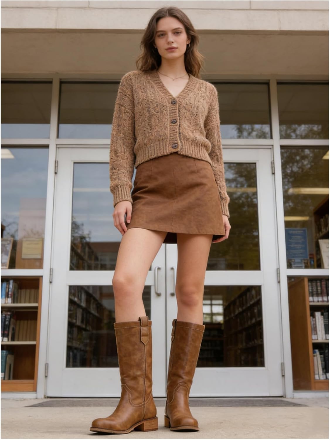 Women's Mid Calf Riding Boots with Chunky Heel, Pull On Classic Boots, Comfortable Round Toe Casual Dress Boots for Daily Party Dating Commuting 
