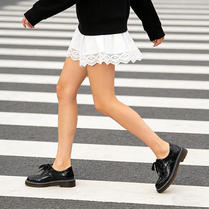 Lace-Up Loafers for Women Lug Sole Rounded Toe Oxford Shoes Business Work Office Dress Cute Non-Slip Comfortable Shoes