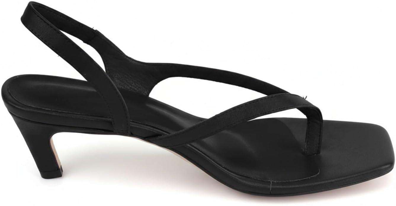 Women's Kitten Heel Flip Flops Open Toe Low Heel Beach Shoes Spaghetti Strap Square Toe Sandals