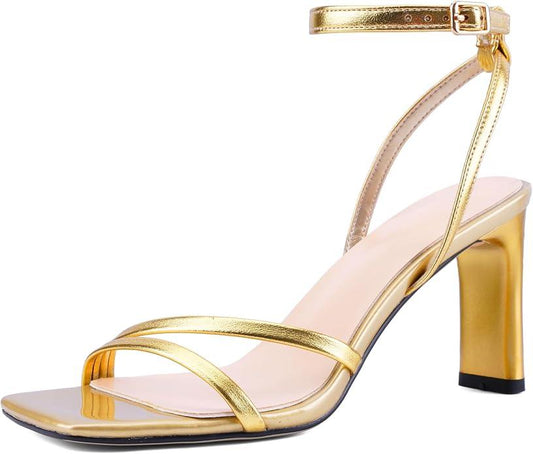 Women's Square-Toe High-Heel Sandals - Adjustable strap design inspired by flip-flops, essential high heels for parties and cocktail events