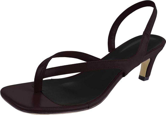 Women's Kitten Heel Flip Flops Open Toe Low Heel Beach Shoes Spaghetti Strap Square Toe Sandals
