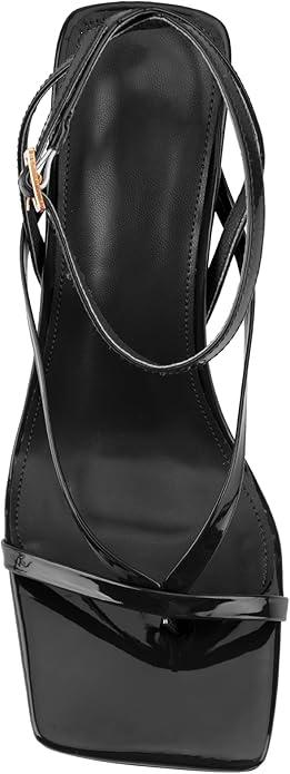 Women's Square-Toe High-Heel Sandals - Adjustable strap design inspired by flip-flops, essential high heels for parties and cocktail events