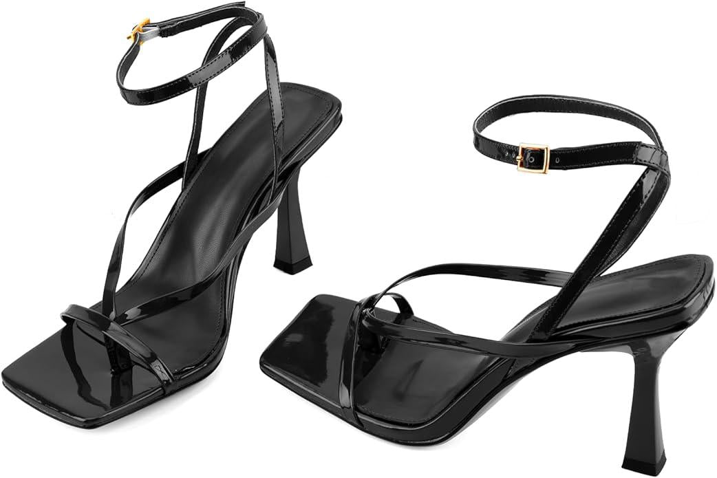 Women's Square-Toe High-Heel Sandals - Adjustable strap design inspired by flip-flops, essential high heels for parties and cocktail events