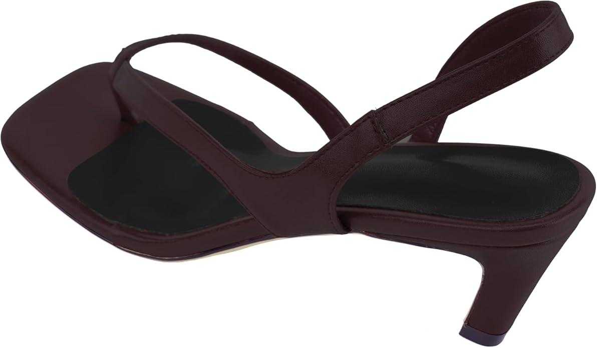 Women's Kitten Heel Flip Flops Open Toe Low Heel Beach Shoes Spaghetti Strap Square Toe Sandals