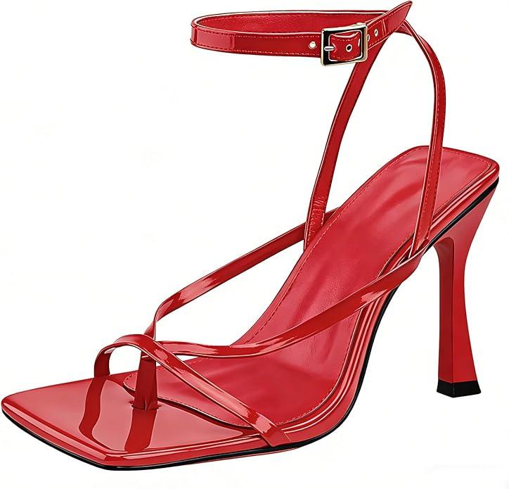 Women's Square-Toe High-Heel Sandals - Adjustable strap design inspired by flip-flops, essential high heels for parties and cocktail events