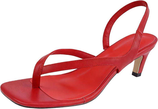 Women's Kitten Heel Flip Flops Open Toe Low Heel Beach Shoes Spaghetti Strap Square Toe Sandals