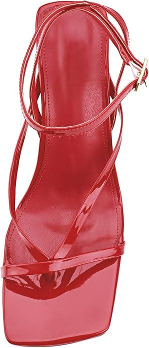 Women's Square-Toe High-Heel Sandals - Adjustable strap design inspired by flip-flops, essential high heels for parties and cocktail events