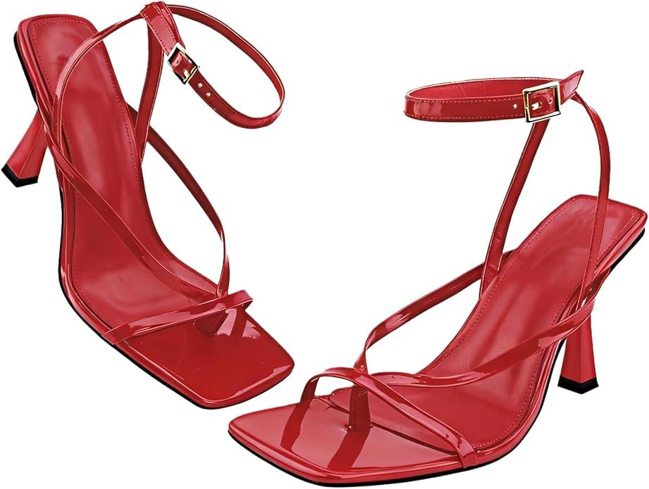 Women's Square-Toe High-Heel Sandals - Adjustable strap design inspired by flip-flops, essential high heels for parties and cocktail events