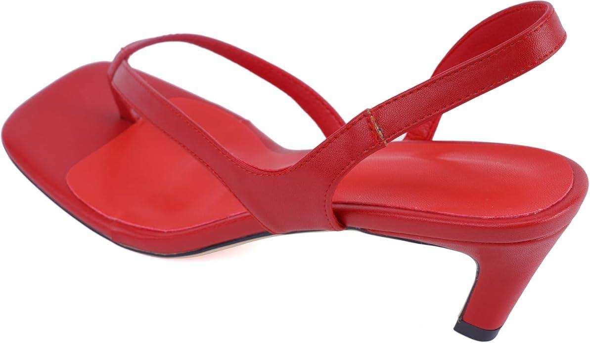 Women's Kitten Heel Flip Flops Open Toe Low Heel Beach Shoes Spaghetti Strap Square Toe Sandals