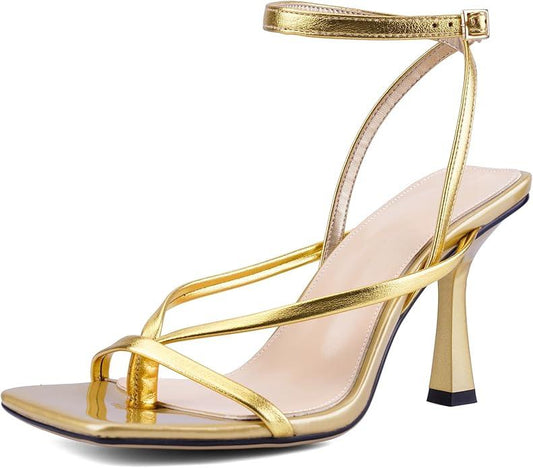 Women's Square-Toe High-Heel Sandals - Adjustable strap design inspired by flip-flops, essential high heels for parties and cocktail events