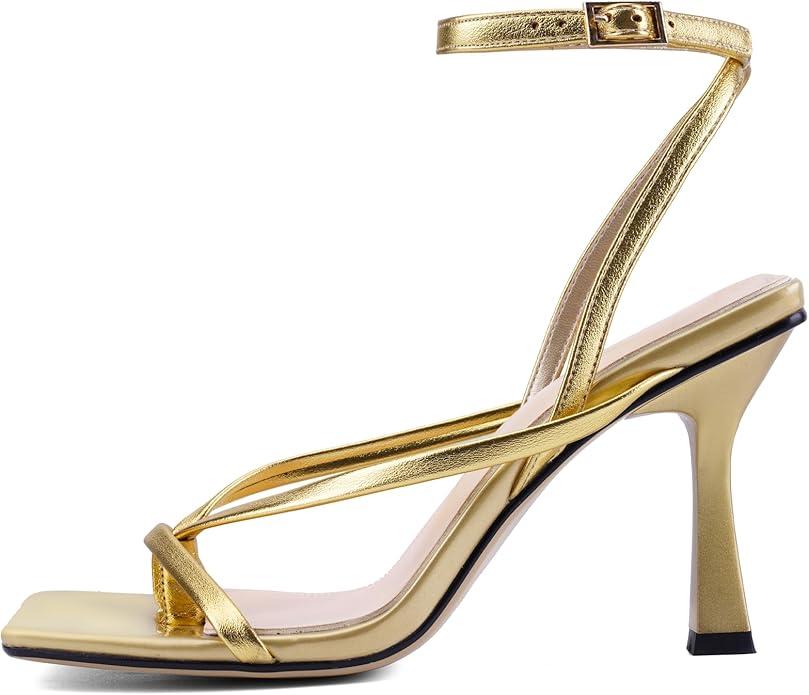 Women's Square-Toe High-Heel Sandals - Adjustable strap design inspired by flip-flops, essential high heels for parties and cocktail events