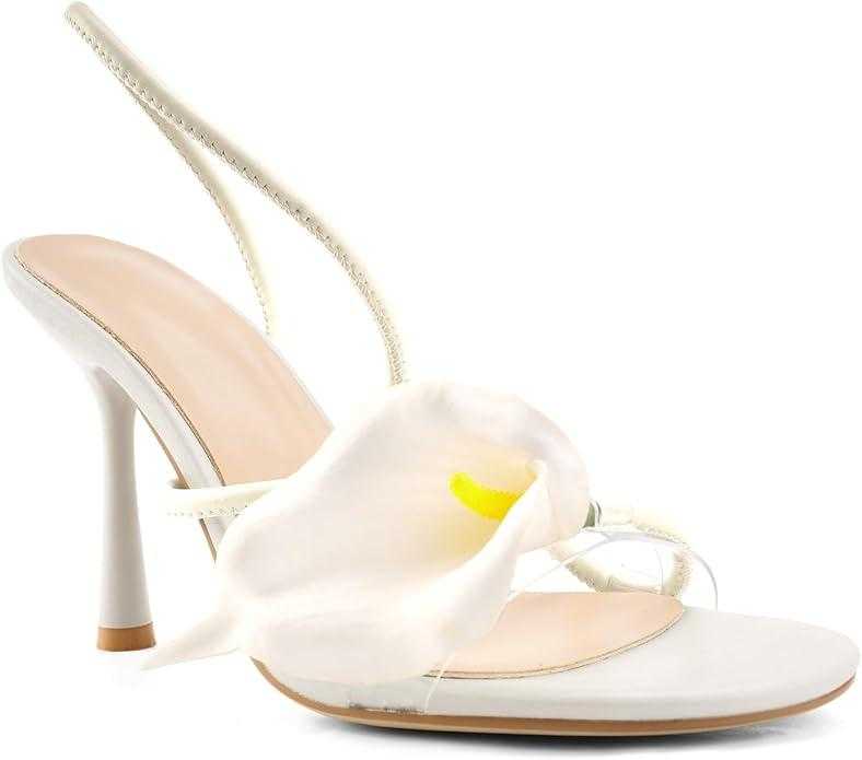 Flower High Heels for Women Calla Lily Open Toe Floral Stilettos Heels Sexy Strappy Heeled Sandals Wedding Birthday Dressy