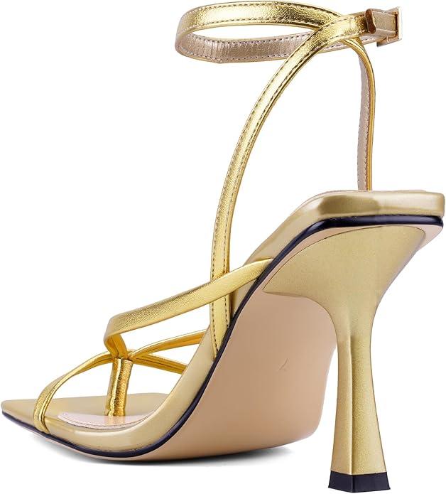 Women's Square-Toe High-Heel Sandals - Adjustable strap design inspired by flip-flops, essential high heels for parties and cocktail events