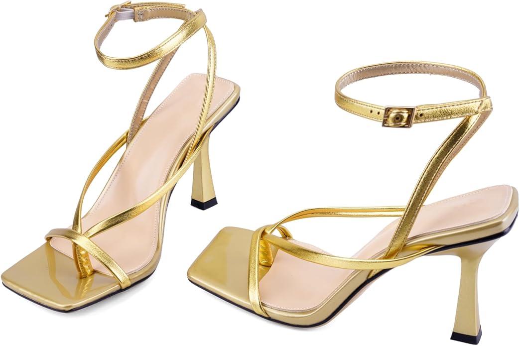 Women's Square-Toe High-Heel Sandals - Adjustable strap design inspired by flip-flops, essential high heels for parties and cocktail events