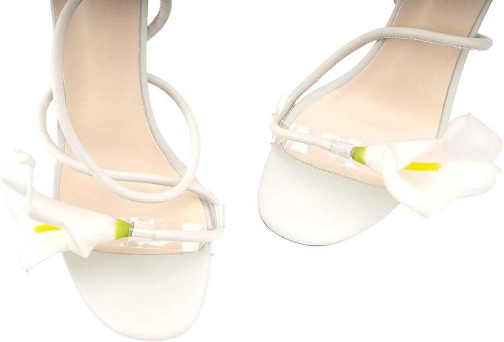 Flower High Heels for Women Calla Lily Open Toe Floral Stilettos Heels Sexy Strappy Heeled Sandals Wedding Birthday Dressy