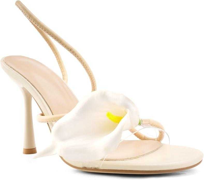 Flower High Heels for Women Calla Lily Open Toe Floral Stilettos Heels Sexy Strappy Heeled Sandals Wedding Birthday Dressy