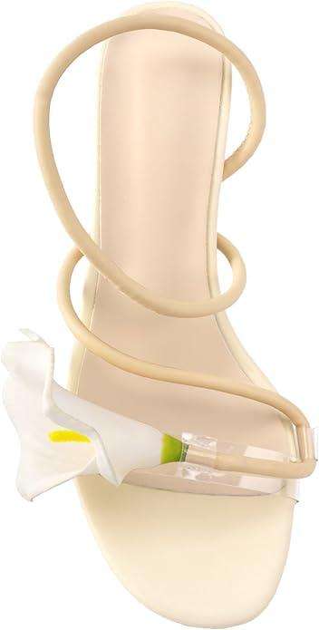 Flower High Heels for Women Calla Lily Open Toe Floral Stilettos Heels Sexy Strappy Heeled Sandals Wedding Birthday Dressy