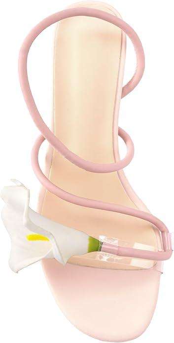 Flower High Heels for Women Calla Lily Open Toe Floral Stilettos Heels Sexy Strappy Heeled Sandals Wedding Birthday Dressy