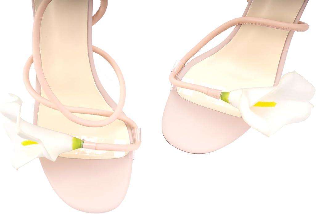 Flower High Heels for Women Calla Lily Open Toe Floral Stilettos Heels Sexy Strappy Heeled Sandals Wedding Birthday Dressy