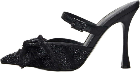 Mesh Kitten Heels for Women Slip On Pointed Closed Toe Mules Heeled Sandals Cute Pumps Dress Party