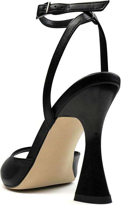Black High Heels for Women Strappy Pointed Open Toe Heels Ankle Strap Kitten Heeled Sandals Wedding Bridal Party Prom Sexy Dress Shoes