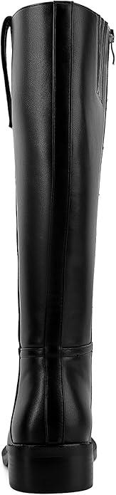 Women's Square Toe Chunky Heel PU Leather Knee-High Boots Multiple Colors (Black,Burgundy,Yellow,Brown) Stylish Casual & Dress Footwear