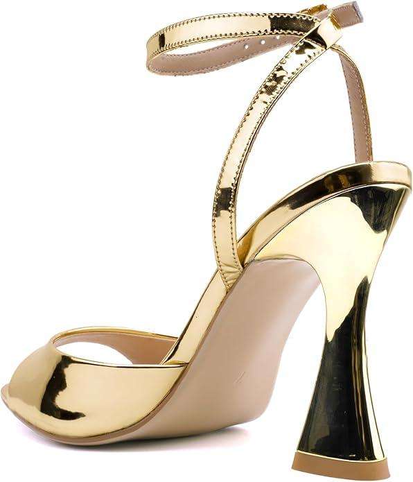 Black High Heels for Women Strappy Pointed Open Toe Heels Ankle Strap Kitten Heeled Sandals Wedding Bridal Party Prom Sexy Dress Shoes