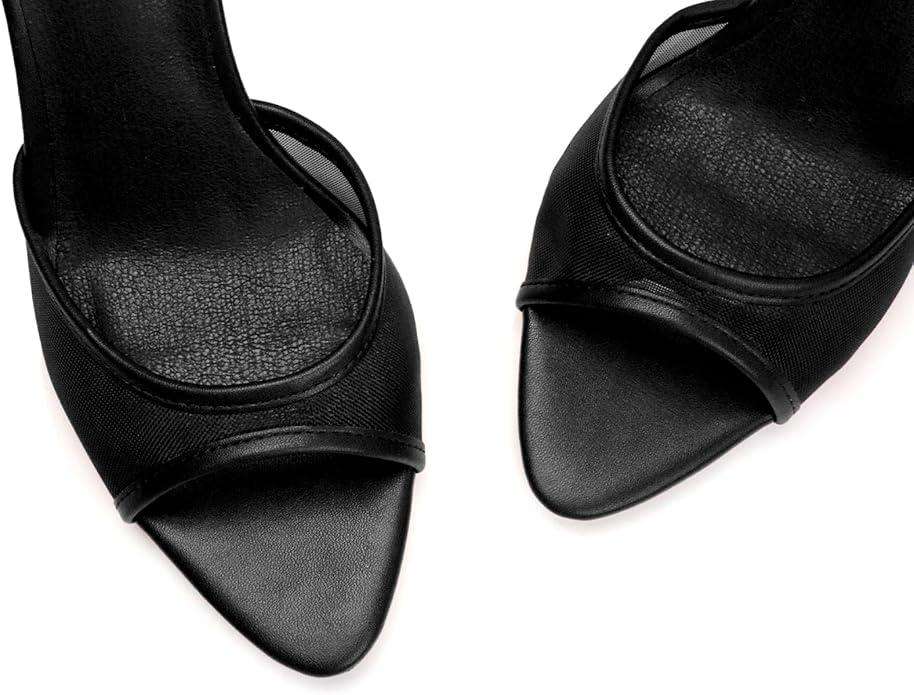 Black High Heels for Women Strappy Pointed Open Toe Heels Ankle Strap Kitten Heeled Sandals Wedding Bridal Party Prom Sexy Dress Shoes