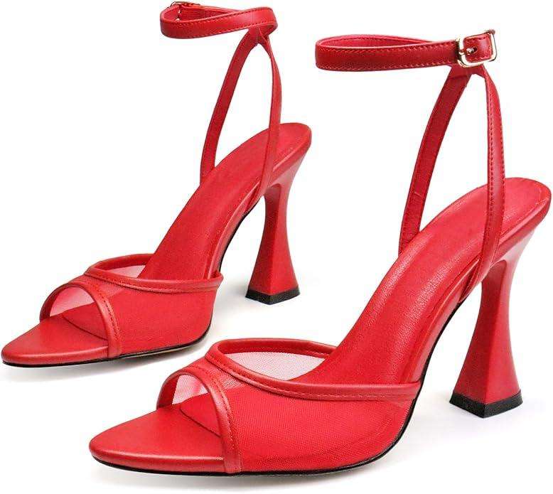 Black High Heels for Women Strappy Pointed Open Toe Heels Ankle Strap Kitten Heeled Sandals Wedding Bridal Party Prom Sexy Dress Shoes