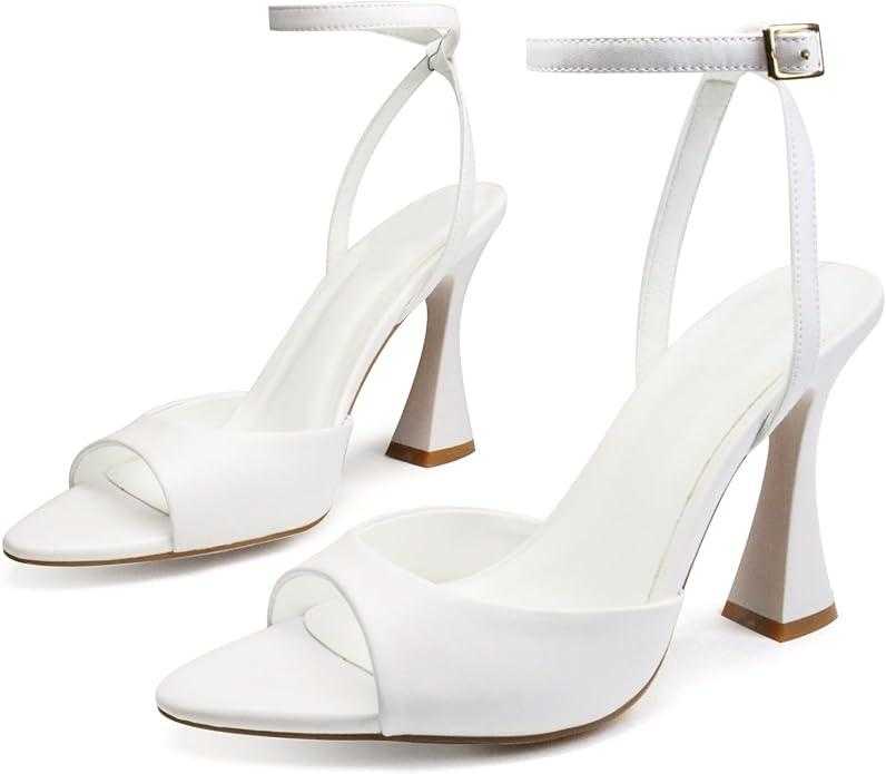 Black High Heels for Women Strappy Pointed Open Toe Heels Ankle Strap Kitten Heeled Sandals Wedding Bridal Party Prom Sexy Dress Shoes