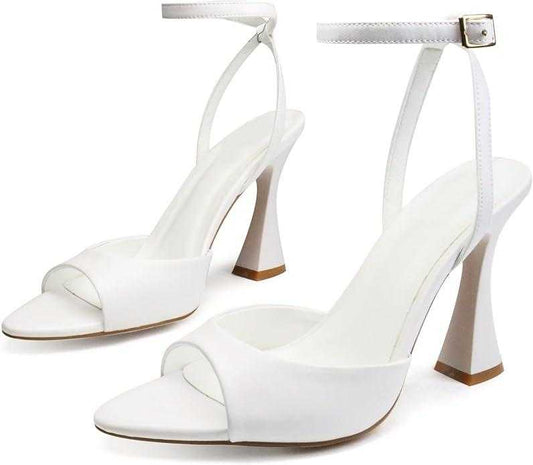 Black High Heels for Women Strappy Pointed Open Toe Heels Ankle Strap Kitten Heeled Sandals Wedding Bridal Party Prom Sexy Dress Shoes