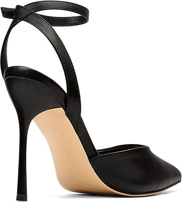 Brown Mesh Heels For Women Pointed Closed Toe Ankle Strap Wedding Party Stiletto Slingback Pumps