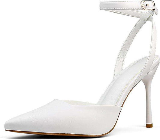 Brown Mesh Heels For Women Pointed Closed Toe Ankle Strap Wedding Party Stiletto Slingback Pumps