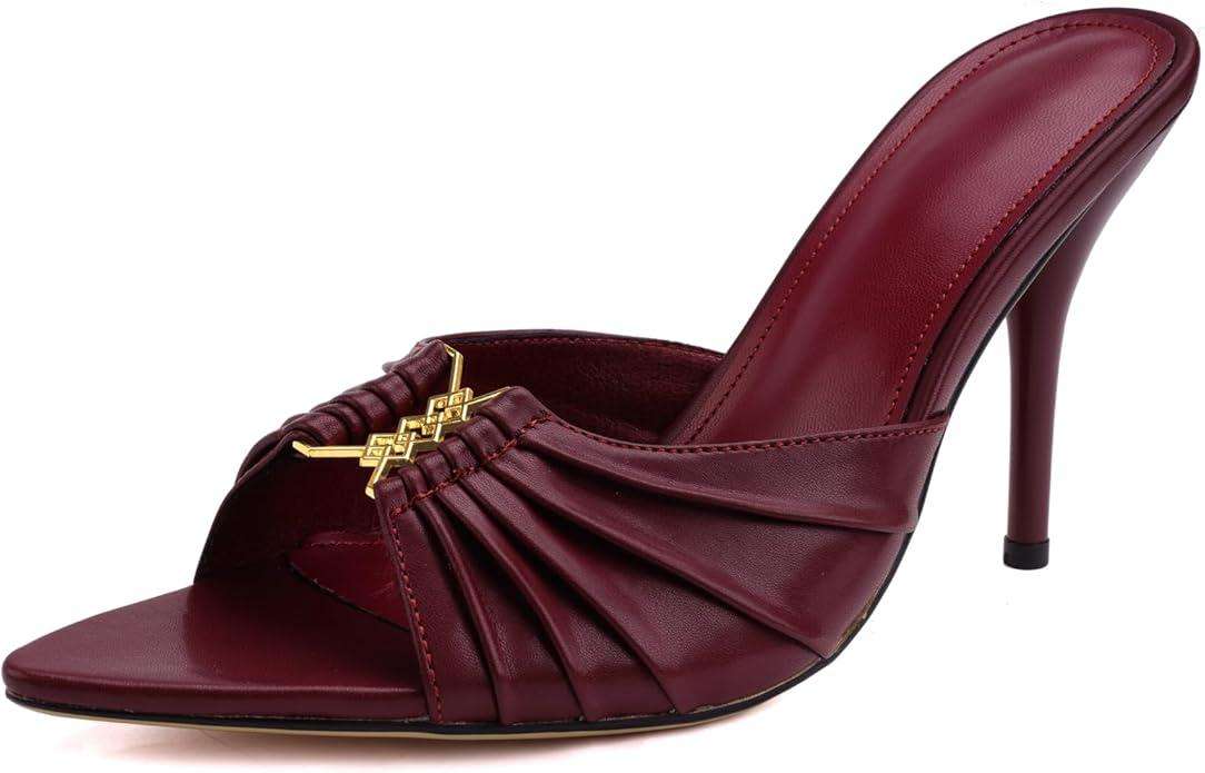 3.7-inch Women's Stiletto Mule Pointed Toe Open Toe High Heel Sandals Sexy Evening Dress Party Shoes