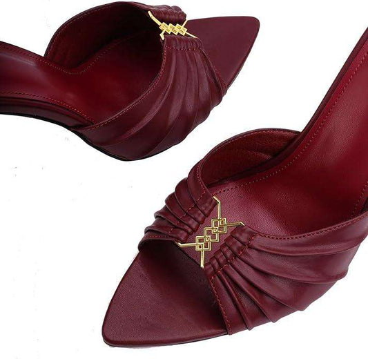 3.7-inch Women's Stiletto Mule Pointed Toe Open Toe High Heel Sandals Sexy Evening Dress Party Shoes