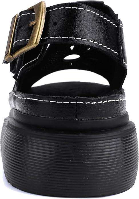 Women's Floral Brown Platform Sandals Adjustable Buckle with Non-Slip Sole T-Strap Comfort Open Toe Slip On Summer Beach Sandals