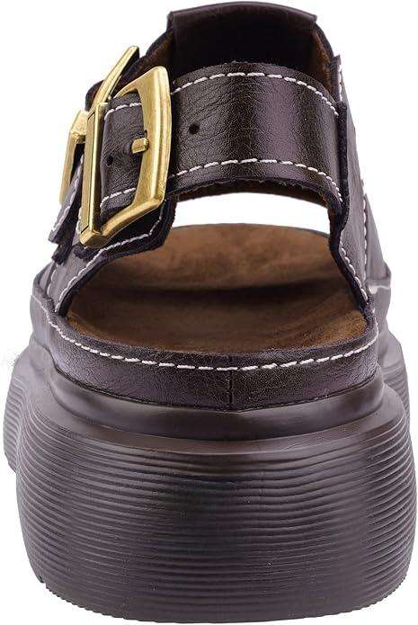 Women's Floral Brown Platform Sandals Adjustable Buckle with Non-Slip Sole T-Strap Comfort Open Toe Slip On Summer Beach Sandals