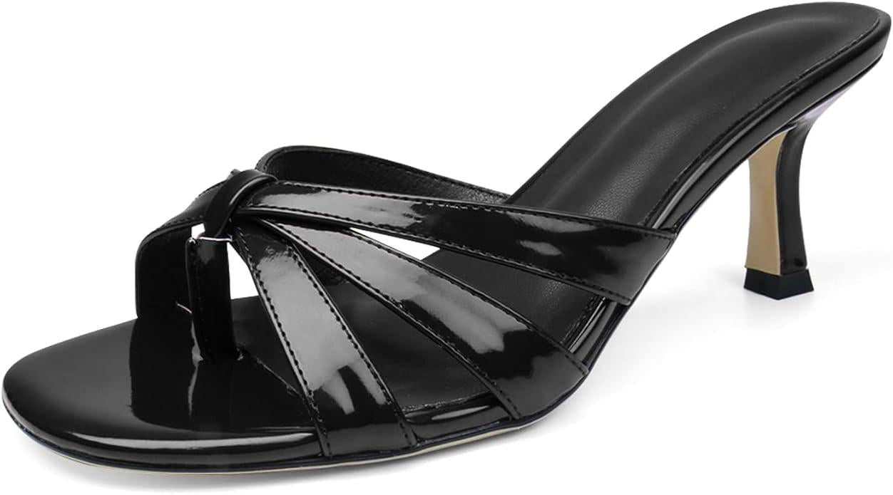 Peep Toe Kitten Heels For Women Slippers Heeled Sandals Flip Flops Summer Low Heels Mules For Women Dressy Prom-White Pearls-9.5