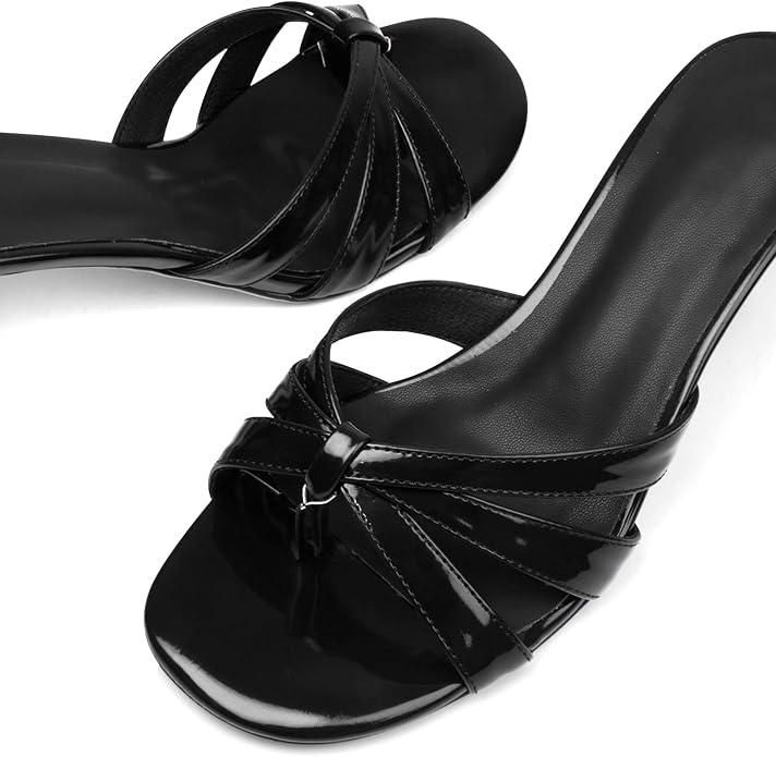 Peep Toe Kitten Heels For Women Slippers Heeled Sandals Flip Flops Summer Low Heels Mules For Women Dressy Prom-White Pearls-9.5