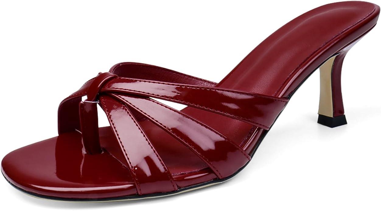 Peep Toe Kitten Heels For Women Slippers Heeled Sandals Flip Flops Summer Low Heels Mules For Women Dressy Prom-White Pearls-9.5